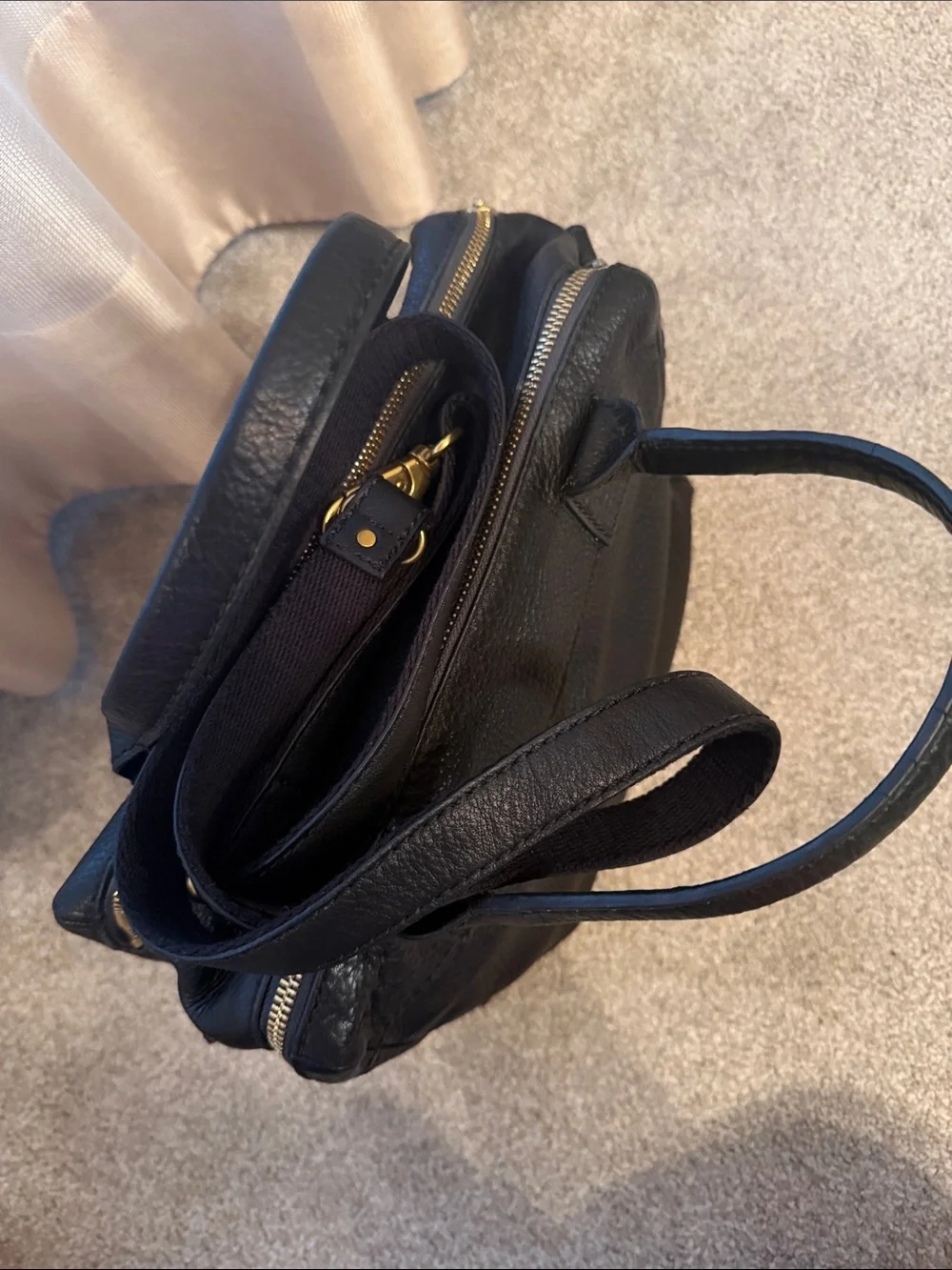 Fossil Black Pebbled Leather Satchel